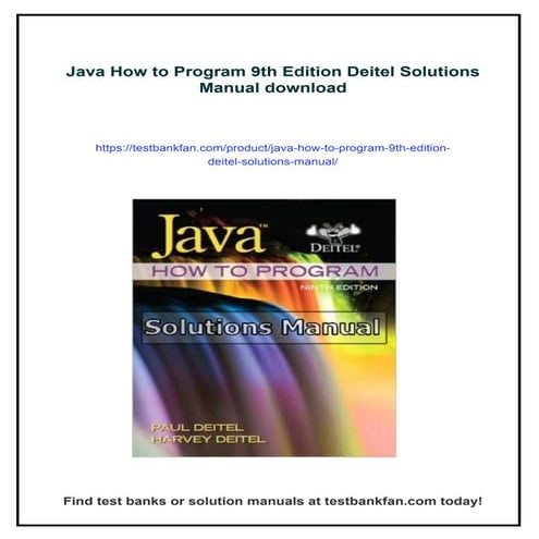 Java How to Program 9th Edition Deitel Solutions Manual | PDF