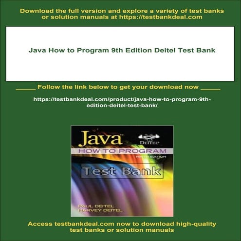 Java How to Program 9th Edition Deitel Test Bank | PDF