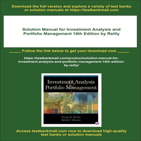 Solution Manual for Investment Analysis and Portfolio Management 10th Edition by Reilly