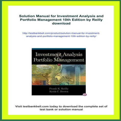 Solution Manual for Investment Analysis and Portfolio Management 10th ...