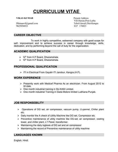Industrial training letter format