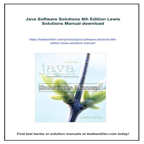Java Software Solutions 8th Edition Lewis Solutions Manual | PDF