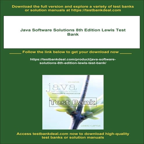 Java Software Solutions 8th Edition Lewis Test Bank | PDF