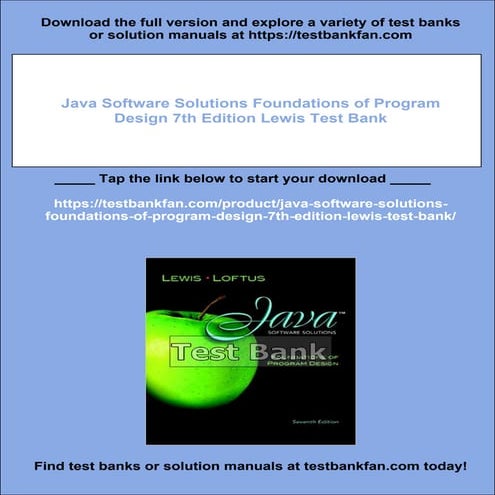 Java Software Solutions Foundations of Program Design 7th Edition Lewis ...