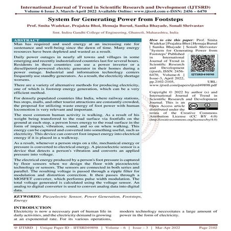 System for Generating Power from Footsteps
