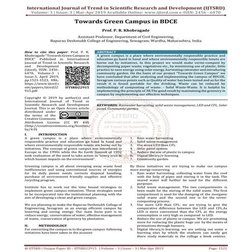 Towards Green Campus in BDCE