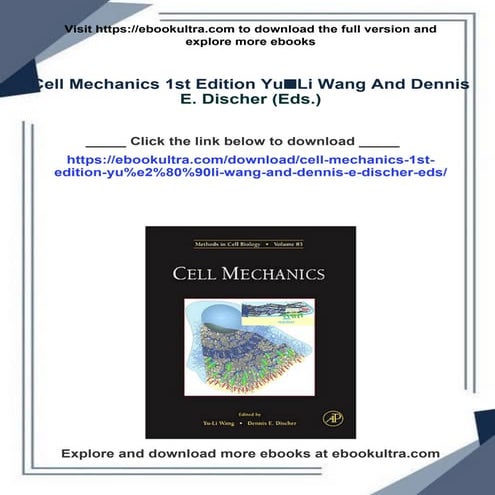 Cell Mechanics 1st Edition Yu‐Li Wang And Dennis E. Discher (Eds.)