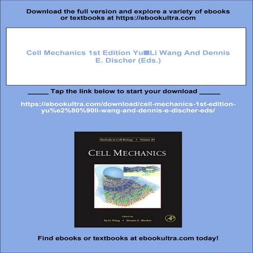 Cell Mechanics 1st Edition Yu‐Li Wang And Dennis E. Discher (Eds.)
