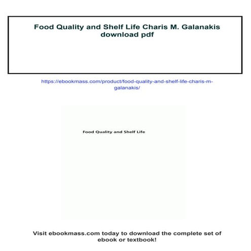 Food Quality and Shelf Life Charis M. Galanakis