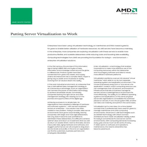 AMD Putting Server Virtualization to Work