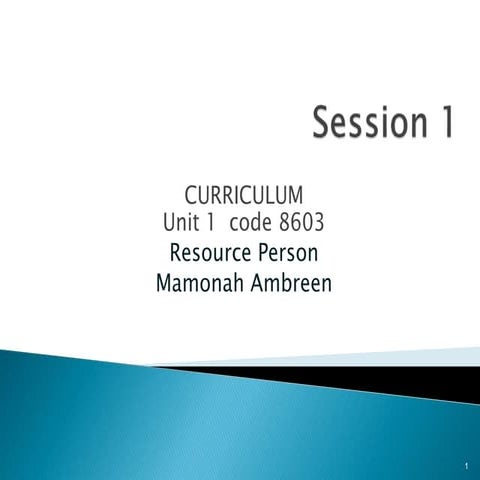 Curriculum unit 1 (8603)