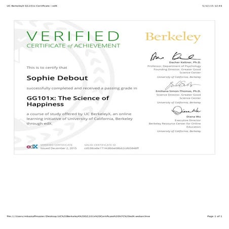 UC BerkeleyX GG101x Certificate | edX