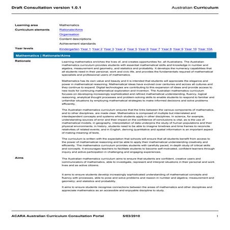 32 aus mathematics curriculum
