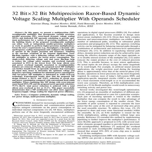 32 bit×32 bit multiprecision razor based dynamic