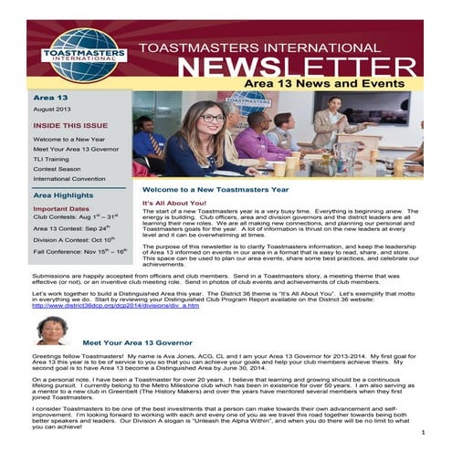 Area 13 Newsletter August2