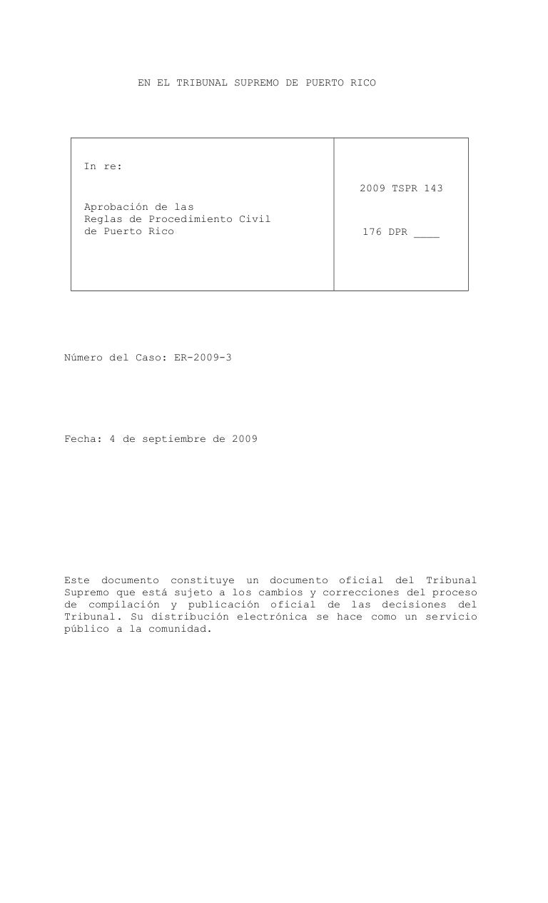 Reglas Procedimiento Civil