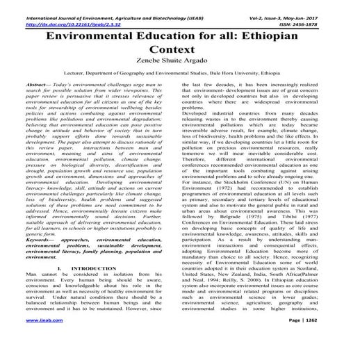 Environmental Education for all: Ethiopian Context
