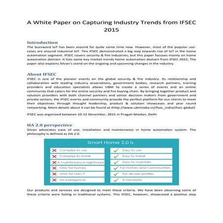 A White Paper on capturing Industry Trends from IFSEC 2015