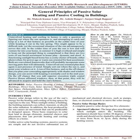General Principles of Passive Solar Heating and Passive Cooling in Buildings