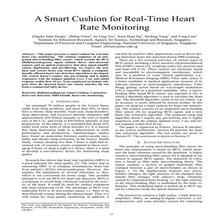 A Smart Cushion for Real-Time Heart  Rate Monitoring 