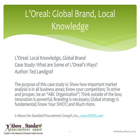 33.1.021 LOreal Global Brand Local Knowledge Case Study | PDF