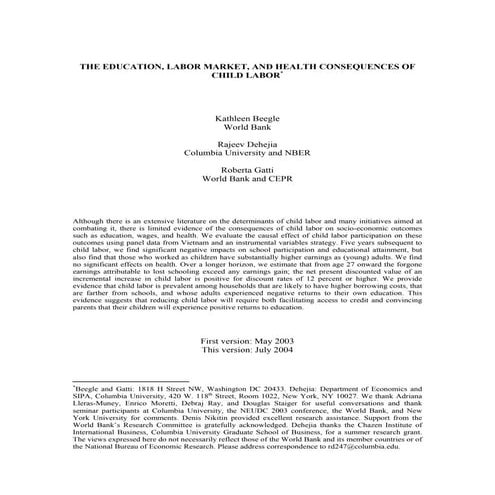 Child Work and Schooling in Ethiopia | PDF