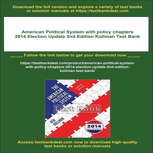 American Political System with policy chapters 2014 Election Update 2nd Edition Kollman Test Bank