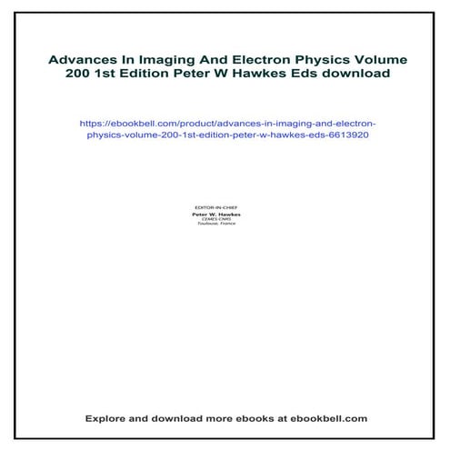 Advances In Imaging And Electron Physics Volume 186 1st Edition Peter W ...