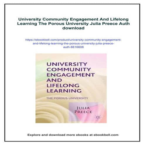 University Community Engagement And Lifelong Learning The Porous University J...