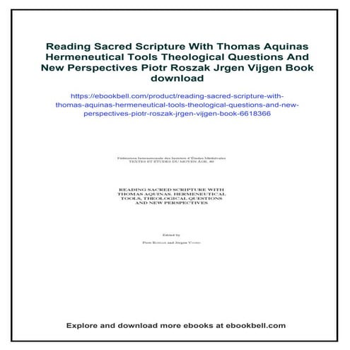 Reading Sacred Scripture With Thomas Aquinas Hermeneutical Tools ...
