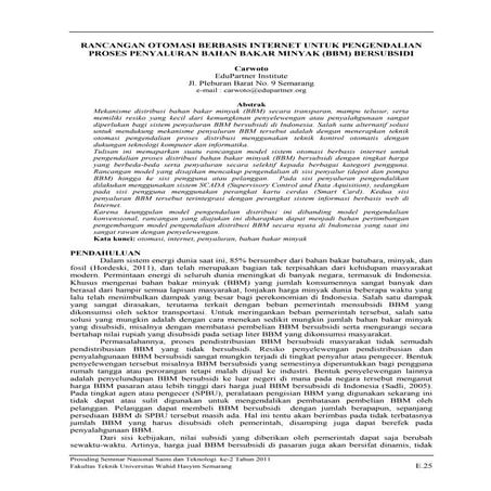 RANCANGAN OTOMASI BERBASIS INTERNET UNTUK PENGENDALIAN PROSES PENYALURAN BAHAN BAKAR MINYAK (BBM) BERSUBSIDI