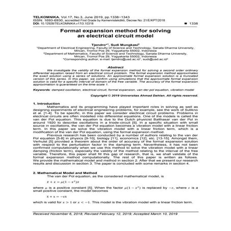 Formal expansion method for solving an electrical circuit model