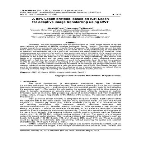 A new Leach protocol based on ICH-Leach for adaptive image transferring using...