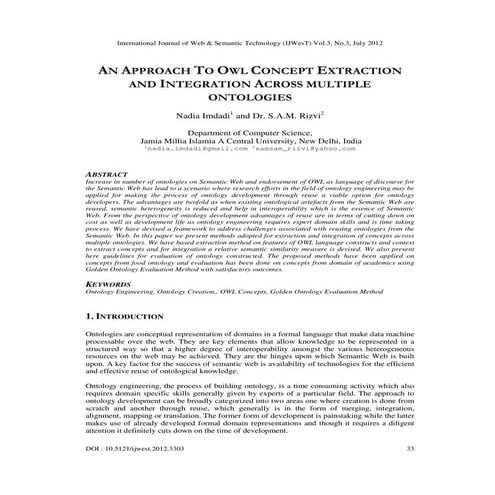 An Approach to Owl Concept Extraction and Integration Across Multiple Ontolog...