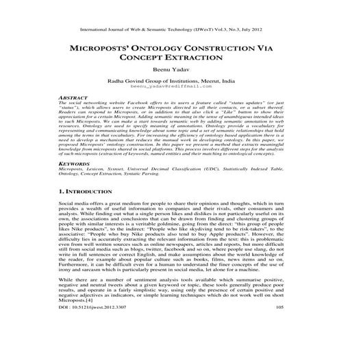 Microposts Ontology Construction Via Concept Extraction                