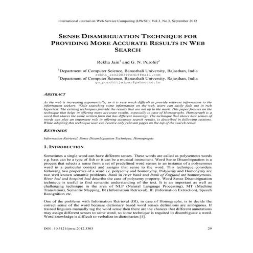 SENSE DISAMBIGUATION TECHNIQUE FOR PROVIDING MORE ACCURATE RESULTS IN WEB SEARCH