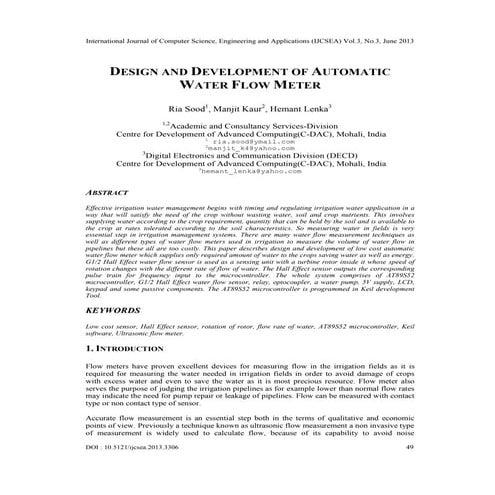 DESIGN AND DEVELOPMENT OF AUTOMATIC WATER FLOW METER