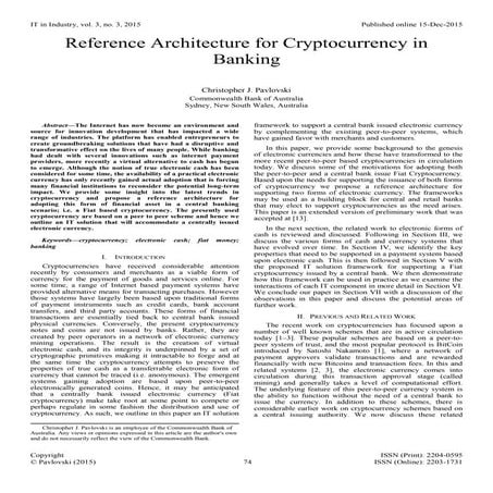 Reference Architecture for Cryptocurrency in Banking