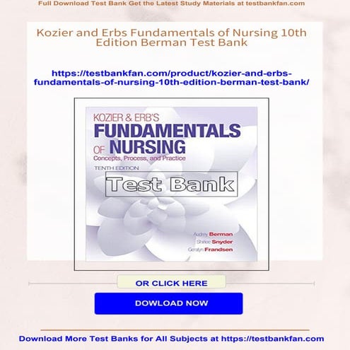 Kozier and Erbs Fundamentals of Nursing 10th Edition Berman Test Bank | PDF