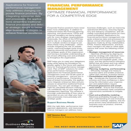 Enterprise Performance Management for Finance
