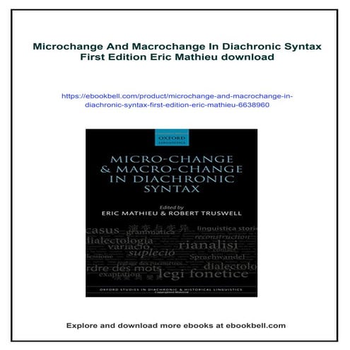 Microchange And Macrochange In Diachronic Syntax First Edition Eric ...