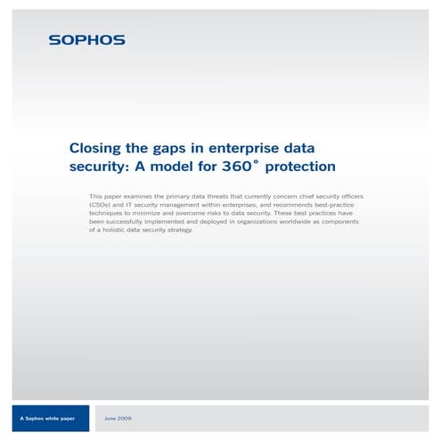 Closing the gaps in enterprise data security: A model for 360 degrees protection