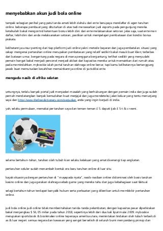 Judi Bola Online 24 Jam Terlindung Dan Terpercaya