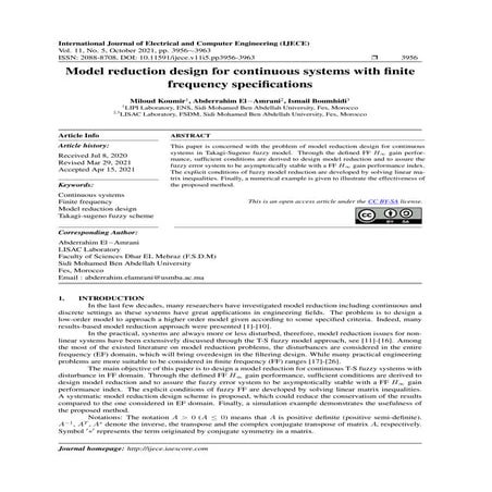 Model reduction design for continuous systems with ﬁnite frequency speciﬁcations