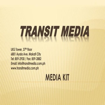 Transit Media - Media Kit - Samples and design mock ups for OOH ads | PDF