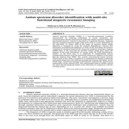 Model for autism disorder detection using deep learning | PDF