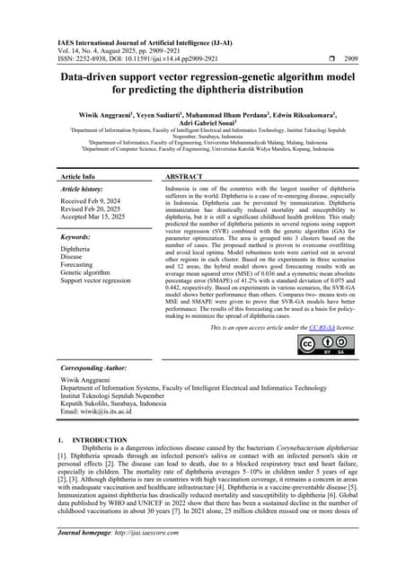 Data-driven support vector regression-genetic algorithm model for predicting ...