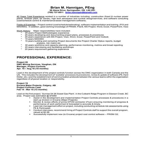 BMH - Detail Resume - August  2016