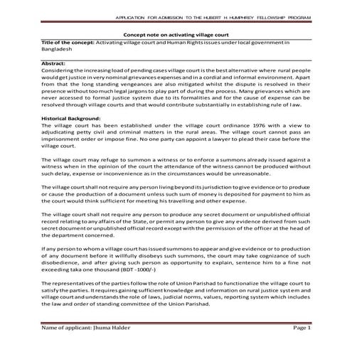 Concept note on activating village court..