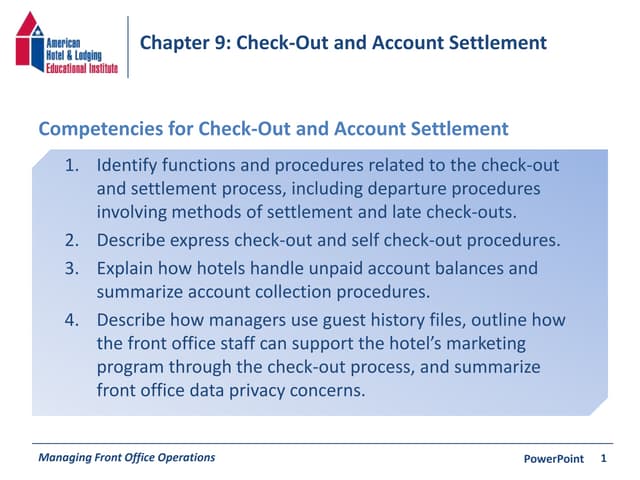 Chapter 9: Check-out & Account Settlement